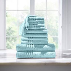 12-Pc. Zero-Twist Bath Towel Set by BrylaneHome in Pool Blue