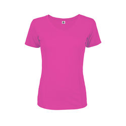 Delta 56535S Women's Dri 30/1's Performance Short Sleeve Top in Safety Pink size Small | Cotton/Polyester Blend