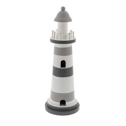 Juniper + Ivory 13 In. x 4 In. Coastal Sculpture Grey wood Lighthouse - Juniper + Ivory 98868