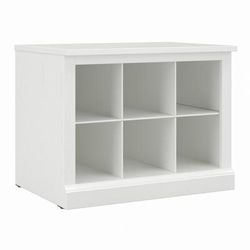 "kathy ireland® Home by Bush Furniture Woodland 24W Small Shoe Bench with Shelves in White Ash - Bush Furniture WDS224WAS-03 "