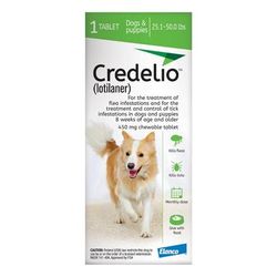 Credelio For Dogs 25 To 50 Lbs (450mg) Green 6 Doses