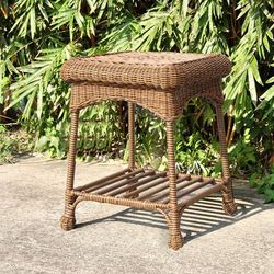 Outdoor Honey Wicker Patio Furniture End Table- Jeco Wholesale OTI001-C