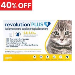 40% Off Revolution Plus For Kittens And Small Cats 2.8-5.5lbs (Yellow) 6 Pack