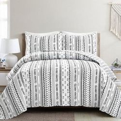 Hygge Stripe Quilt Black/White 3Pc Set King - Lush Decor 16T005917