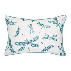 Indoor & Outdoor Embroidered Dragonflies Decorative Pillow by Levinsohn Textiles in White