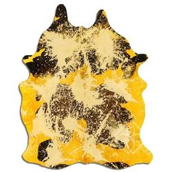 Cowhide Area Rugs ACID WASHED HAIR ON COWHI DISTRESSED YELLOW 3 - 5 M GRADE A size ( 32 - 45 sqft ) - Big