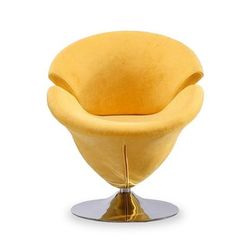 Tulip Yellow and Polished Chrome Velvet Swivel Accent Chair - Manhattan Comfort AC029-YL