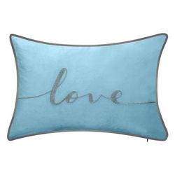 Celebrations Beaded "Love" Lumbar Decorative Pillow by Levinsohn Textiles in Mineral