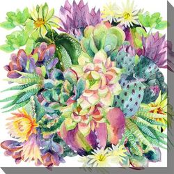 SUCCULENT BLOOMS OUTDOOR ART 24X24 by West of the Wind in Multi