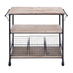 Brown Industrial Metal Storage Cart, 32 x 48 by Quinn Living in Grey