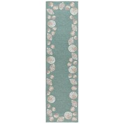 "Liora Manne Capri Seashell Border Indoor/Outdoor Rug Aqua 24"x8' - Trans Ocean CAPR8172304"