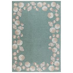 "Liora Manne Capri Seashell Border Indoor/Outdoor Rug Aqua 5'x7'6" - Trans Ocean CAP57172304"