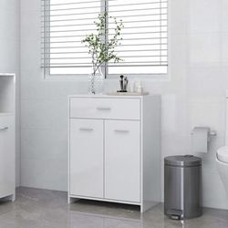 vidaXL Armadio da Bagno Bianco Lucido 60x33x80 cm in Truciolato