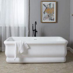 Randolph Morris Brighton 67 Inch Matte White Acrylic Double Ended Freestanding Tub RMD71-RG