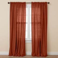 Wide Width Poly Cotton Canvas Rod-Pocket Panel by BrylaneHome in Terracotta (Size 48" W 96" L) Window Curtain Drape
