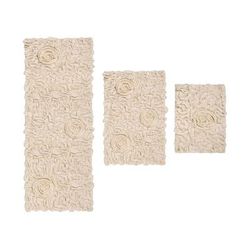 Bell Flower 3 Piece Bath Rug Collection by Home Weavers Inc in Ivory