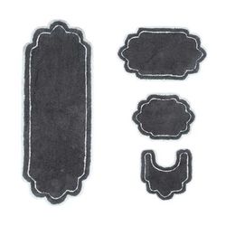 Allure 4 Piece Set Bath Rug Collection by Home Weavers Inc in Dark Grey