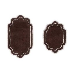 Allure 2 Piece Set Bath Rug Collection by Home Weavers Inc in Brown