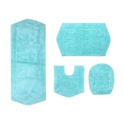 Waterford 4-Pc. Set Bath Rug Collection With Lid Cover by Home Weavers Inc in Turquoise