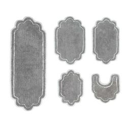 Allure 5 Piece Set Bath Rug Collection by Home Weavers Inc in Grey