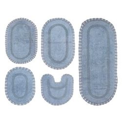 Hampton Crochet 5 Piece Bath Rug Collection by Home Weavers Inc in Blue