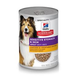 Science Diet Adult Sensitive Stomach, Skin Chicken & Vegetable Entree Canned Dog Food, 12.8 oz.