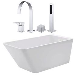 Randolph Morris Hannah 67 Inch Acrylic Contemporary Freestanding Bathtub Package RMBP17-67-CPF3