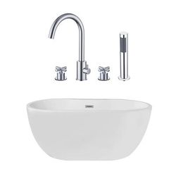 Randolph Morris Hudson 61 Inch Acrylic Double Ended Freestanding Tub and Faucet Package RMA350-CPF2