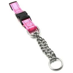 'Tutor-Sheild' Martigale Safety and Training Chain Dog Collar, Pink, Small