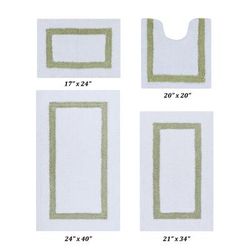 Hotel Collections Bath Mat Rug 4 Piece Set (17" X 24" | 20" X 20" | 21" X 34" | 24" X 40") by Better Trends in White Sage