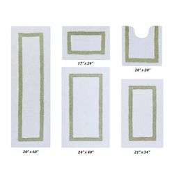 Hotel Collections Bath Mat Rug 5 Piece Set (17" X 24" | 20" X 20" | 21" X 34" | 24" X 40" | 20" X 60 by Better Trends in White Sage