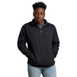 Russell Athletic 1Z4HBM Dri Power Quarter-Zip Cadet Collar Sweatshirt in Black size Large | Cotton Polyester