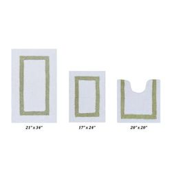 Hotel Collectionis Bath Mat Rug 3 Piece Set (17" x 24" | 20" x 20" | 21" x 34") by Better Trends in White Sage