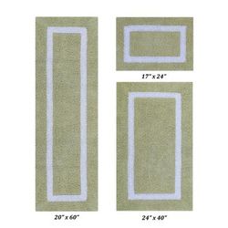 Hotel Collectionis Bath Mat Rug 3 Piece Set (17" x 24" | 24" x 40" | 20" x 60") by Better Trends in Sage White