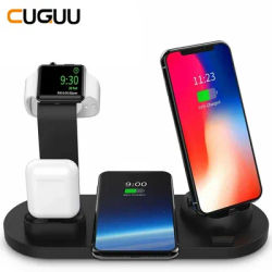 Qi – Station de recharge sans fil 4 en 1 support USB charge rapide pour iphone 11/12 Pro