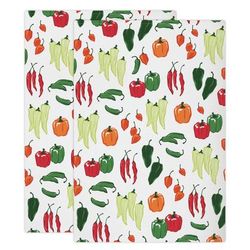 Designer Print Towel Set/2 by Mu Kitchen in Multi Peppers