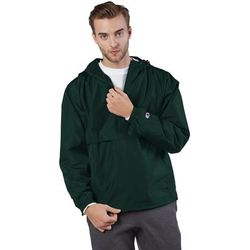 Champion CO200 Adult Packable Anorak 1/4 Zip Jacket in Dark Green size Small | Polyester