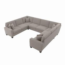 Bush Furniture Stockton 123W U Shaped Sectional Couch in Beige Herringbone - SNY123SBGH-03K