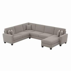 Bush Furniture Stockton 127W U Shaped Sectional Couch with Reversible Chaise Lounge in Beige Herringbone - SNY127SBGH-03K