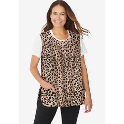 Plus Size Women's Snap-Front Apron by Only Necessities in Classic Leopard (Size 22/24)