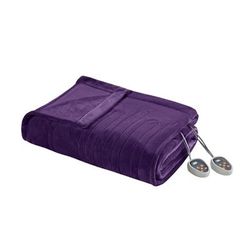 100% Polyester Solid Microlight Reversible Heated Blanket - Olliix BR54-1933