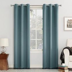 Wide Width Sun Zero Blackout Greenwich Grommet Panel by BrylaneHome in Mineral (Size 40" W 84" L)