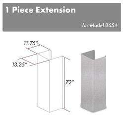 ZLINE 72 in. DuraSnow¬Æ Stainless Steel Extended Chimney and Crown (8654-E) - ZLINE Kitchen and Bath 8654-E