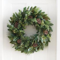 Christmas Farmhouse Cordless Wreath - 32" - 32" dia. - Grandin Road