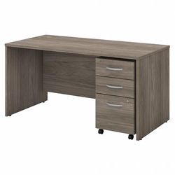 Bush Business Furniture Studio C 60W x 30D Office Desk with Mobile File Cabinet in Modern Hickory - Bush Business Furniture STC014MHSU