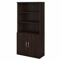 Bush Business Furniture Studio C Tall 5 Shelf Bookcase with Doors in Black Walnut - Bush Business Furniture STC015BW