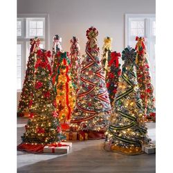 Fully Decorated Pre-Lit 7' Pop-Up Christmas Tree by BrylaneHome in Plaid