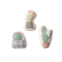 Potted Cactus Canvas Dog Toy Set, Small, Pack of 3, Assorted