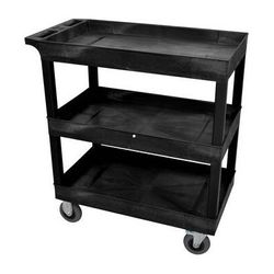 Luxor 32 x 18" Three-Shelf Utility Cart with 5" Caster Wheels EC111SP5-B