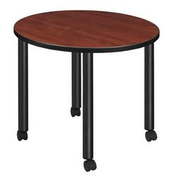 "Kee 30" Round Mobile Breakroom Table- Cherry/ Black - Regency TBMC30RNDCHBK"